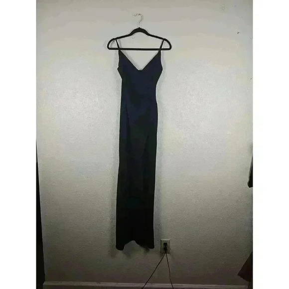 Emerald Sundae Black Sleeveless V Neck Spaghetti Strap Formal Maxi Dress Small - Picture 1 of 7